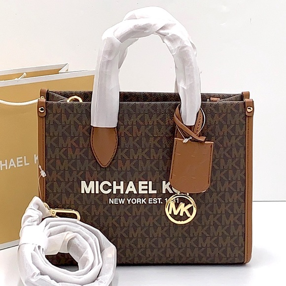 BEST PRICE 🔥Michael Kors Mirella Small Logo Crossbody Bag Brown signature color - Picture 3 of 14